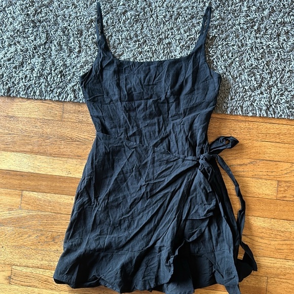 NWOT Princess Polly Black Love Lane Mini Ruffle Wrap Dress - Picture 2 of 12